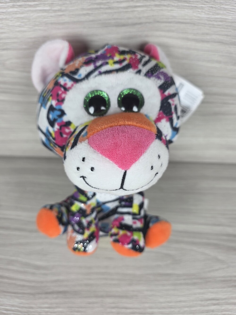 Way to Celebrate! Tiger Cat Multicolored Plush Animal w Glitter Eyes SU50